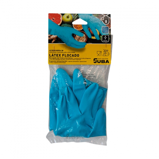 Luva Latex Natural Azul Sem Suporte - PACK  12  Pares - JUBA (0702024)