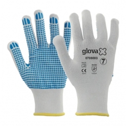 Luva Nylon Branco Com Pontos PVC Na Palma - 1  Par - GLOVA (0708003) Luva Nylon Branco Com Pontos PVC Na Palma - 1  Par - GLOVA (0708003)